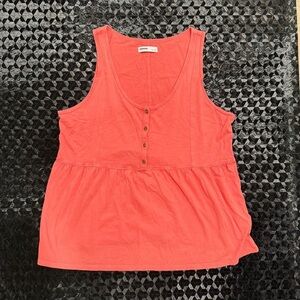 Sonoma Coral Tank Top with Button Detail